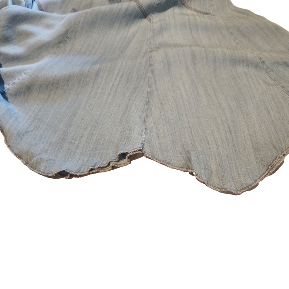 ANTHROPOLOGIE CHELSEA & THEODORE  LYOCELL CHAMBRAY MIDI SKIRT  BOHO SZ L - Picture 5 of 8